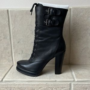 Leather platform BCBG moto boots